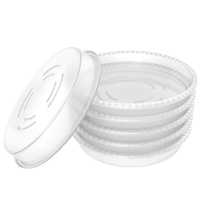 UPMCT 6 Pack Clear Plant Saucer, 4 6 8 10 12 Inch Heavy Duty Plastic Flower Pot Water Catcher Tray Round Drip Pallets for Indoors and Outdoor Planter Container Accessories (6 Inch, Clear) - Image 1